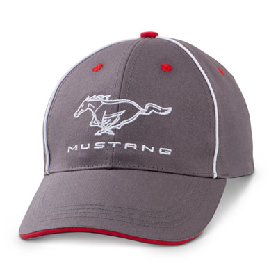 (image for) MUSTANG HAT, GREY WITH WHITE PIPING - Click Image to Close