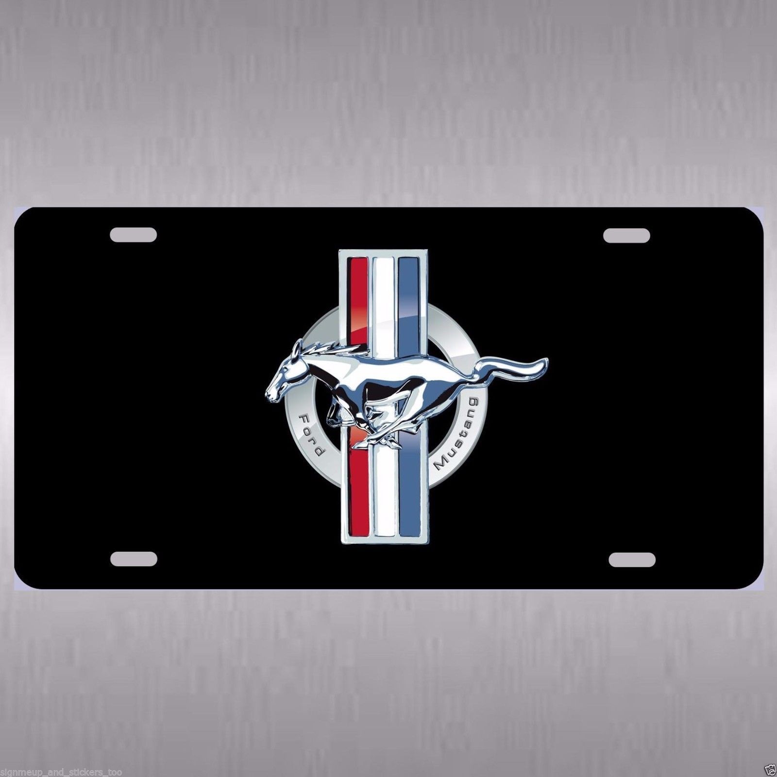 (image for) LICENSE PLATE - FORD MUSTANG EMBLEM, BLACK - Click Image to Close