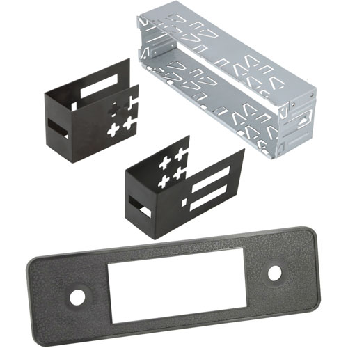 (image for) UNIVERSAL DIN REPAIR KIT WITH BLACK PLASTIC FACEPLATE EURO STYLE