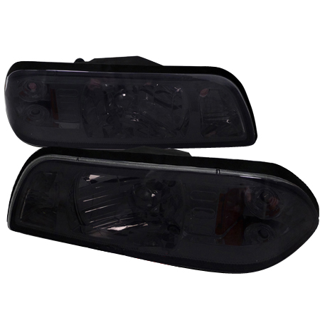 (image for) 87-93 MUSTANG 1PC HEADLIGHTS SMOKE - CRYSTAL HOUSING - Click Image to Close
