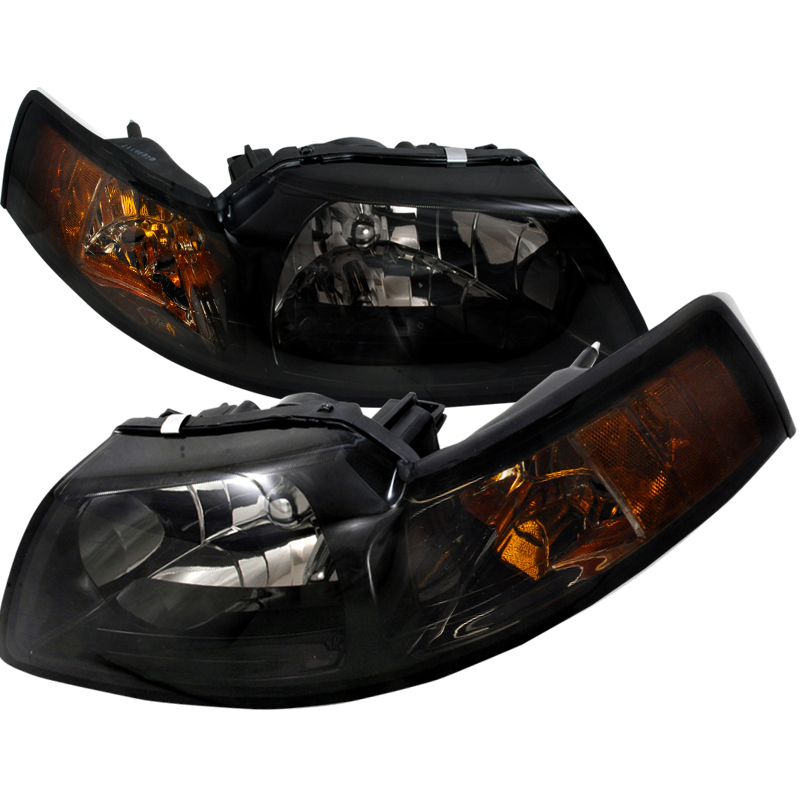 (image for) 99-04 MUSTANG HEADLIGHTS SMOKE- CRYSTAL HOUSING W/AMBER REF - Click Image to Close