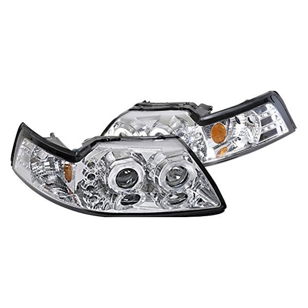 (image for) 99-04 HALO PROJECTOR HEADLIGHTS CHROME W/LEDS - Click Image to Close