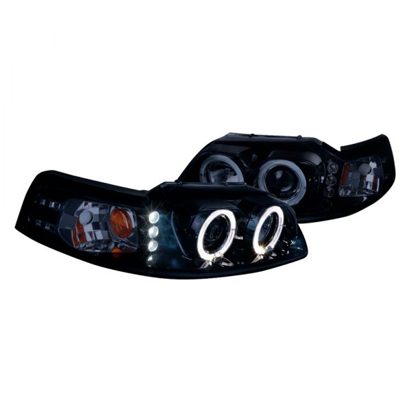 (image for) 99-04 PROJECTOR HEADLIGHTS - SMOKED LENS GLOSS BLACK HOUSING - Click Image to Close