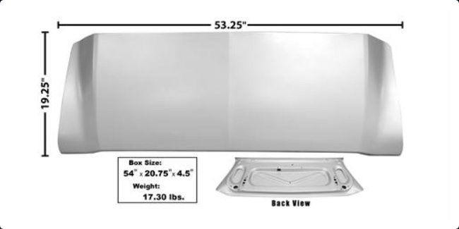 (image for) 67-68 TRUNK LID ALUMINUM SKIN, FASTBACK W/ METAL UNDER SUPPORT - Click Image to Close