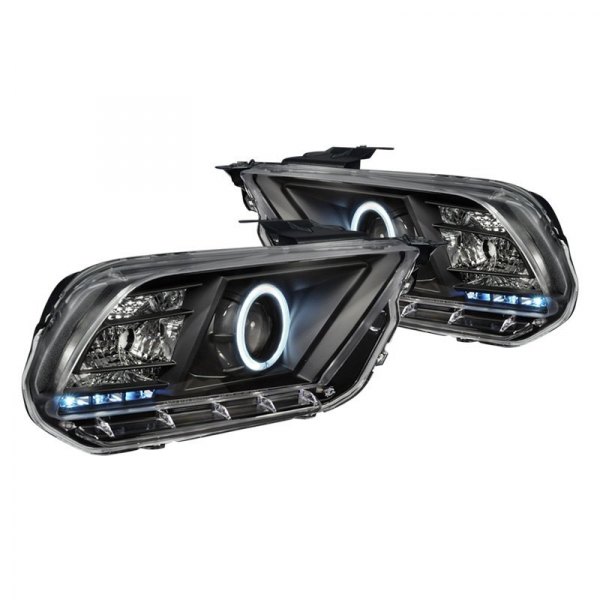 (image for) 10-UP DUAL CCFL HALO PROJECTOR HEADLIGHTS W/LEDS - BLACK HOUSIN - Click Image to Close
