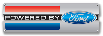 (image for) METAL SIGN - POWERED BY FORD - 9"X30" - Click Image to Close