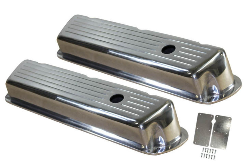 (image for) 62-85 BALL MILLED POLISHED ALUMINUM SMALL BLOCK VALVE COVERS - Click Image to Close