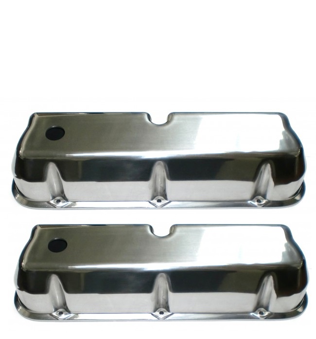 (image for) SMALL BLOCK FORD VALVE COVERS - SMOOTH POLISHED ALUMINUM - Click Image to Close