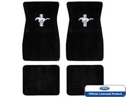 (image for) DELUXE CARPET FLOOR MATS - BLACK WITH SILVER PONY LOGO - Click Image to Close