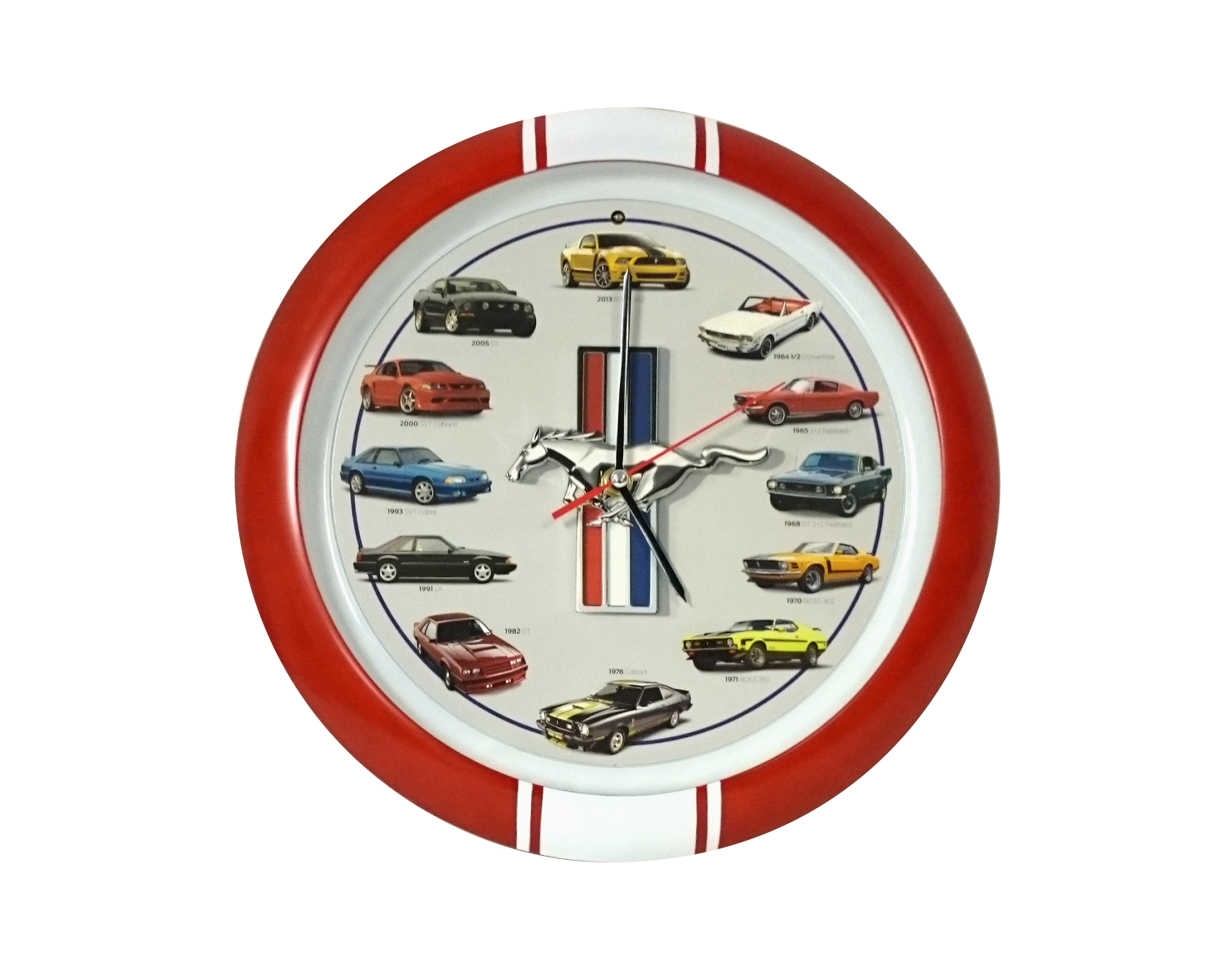 (image for) 64-13 WALL CLOCK WITH ENGINE SOUNDS - RED / WHITE - Click Image to Close