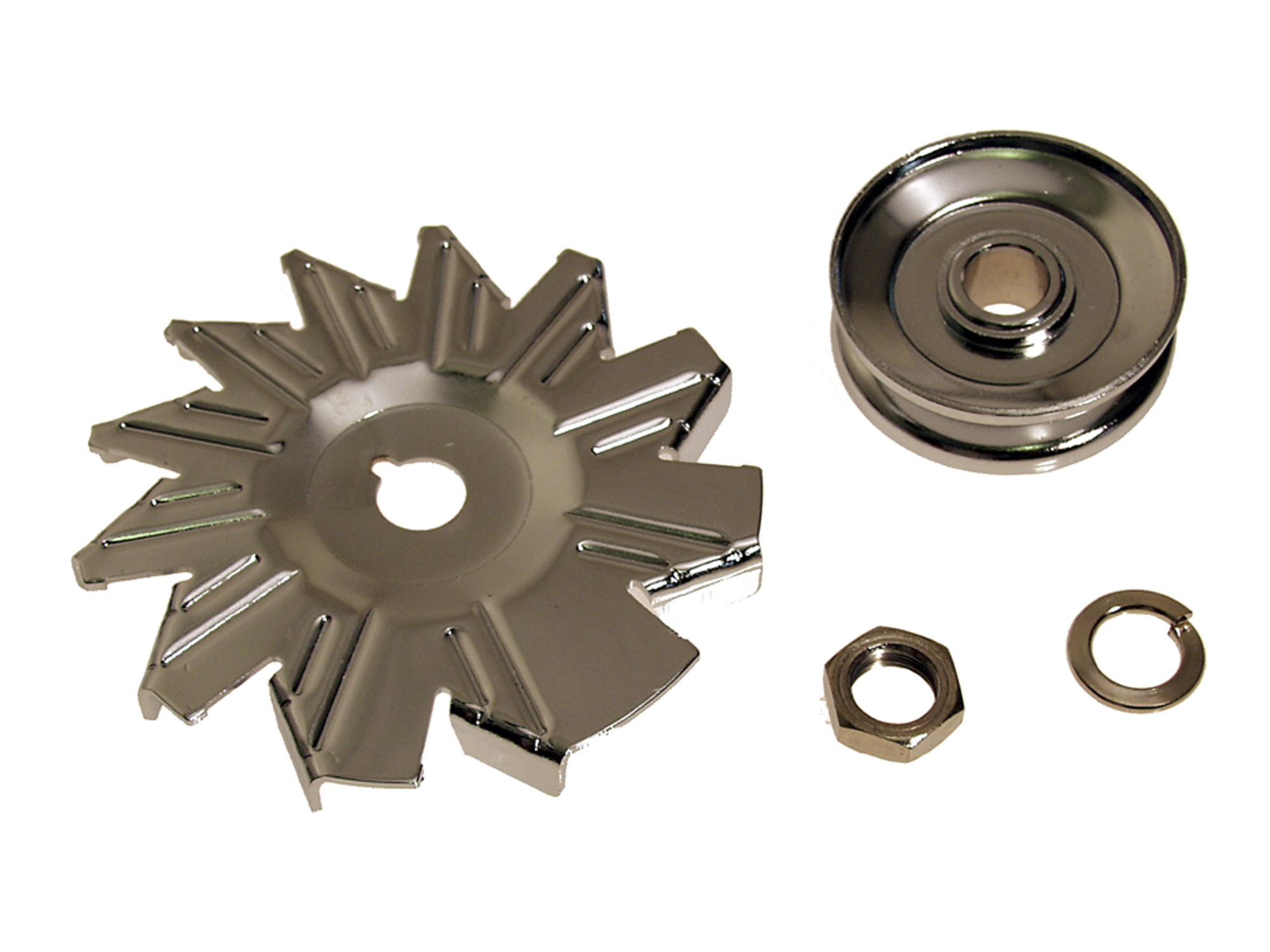 (image for) 65-73 CHROME ALTERNATOR FAN AND PULLEY SET - 4 PCS