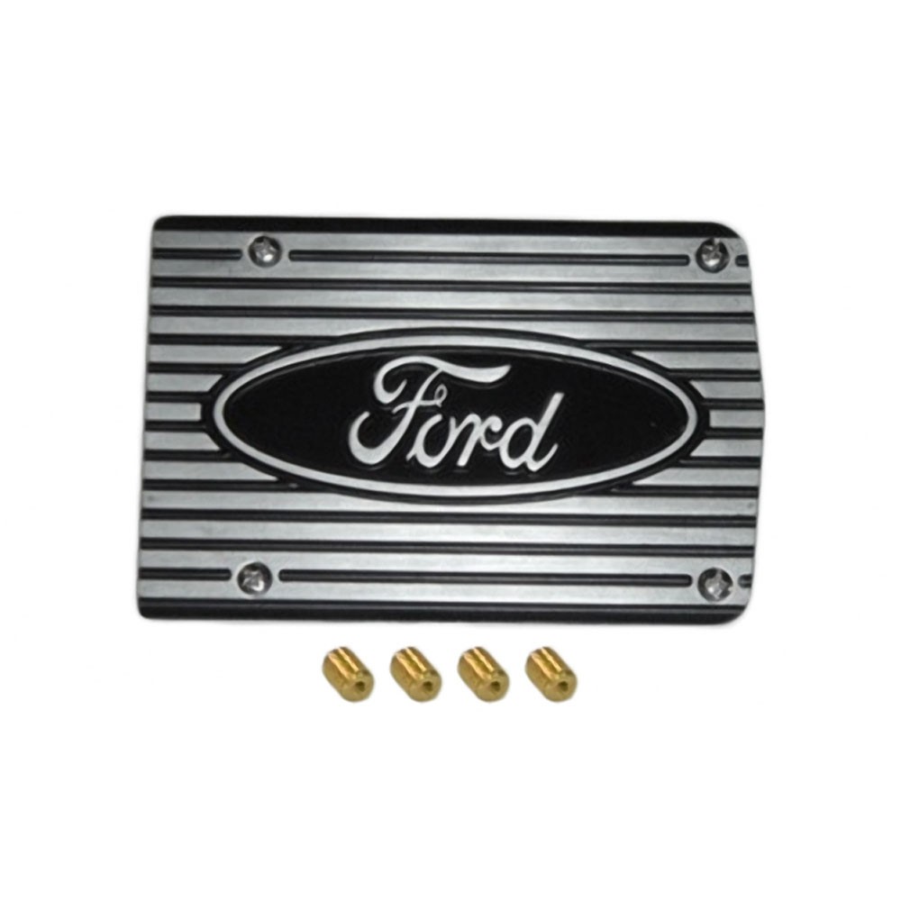 (image for) DIE CAST "FORD" POLISHED A/C COMPRESSOR COVER WITH HARDWARE - Click Image to Close