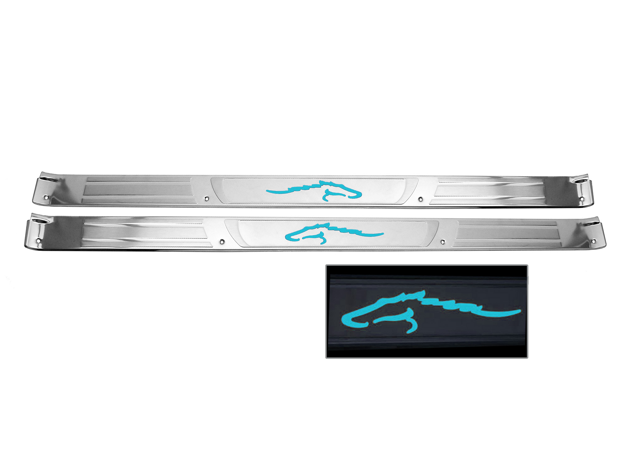(image for) 65-68 LIGHTED DOOR SILL PLATES - BLUE LED - COUPE/FASTBACK - Click Image to Close