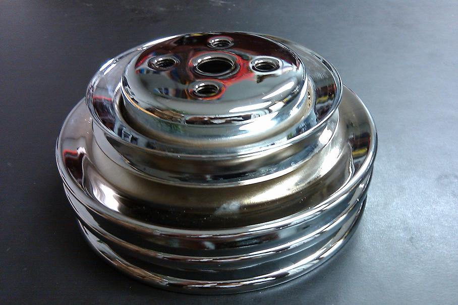 (image for) 66-68 - 3 GROOVE WATER PUMP PULLEY - CHROME - Click Image to Close
