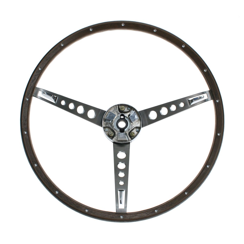 (image for) 67 DELUXE WOODGRAIN STEERING WHEEL - WITH HORN RING ONLY - Click Image to Close