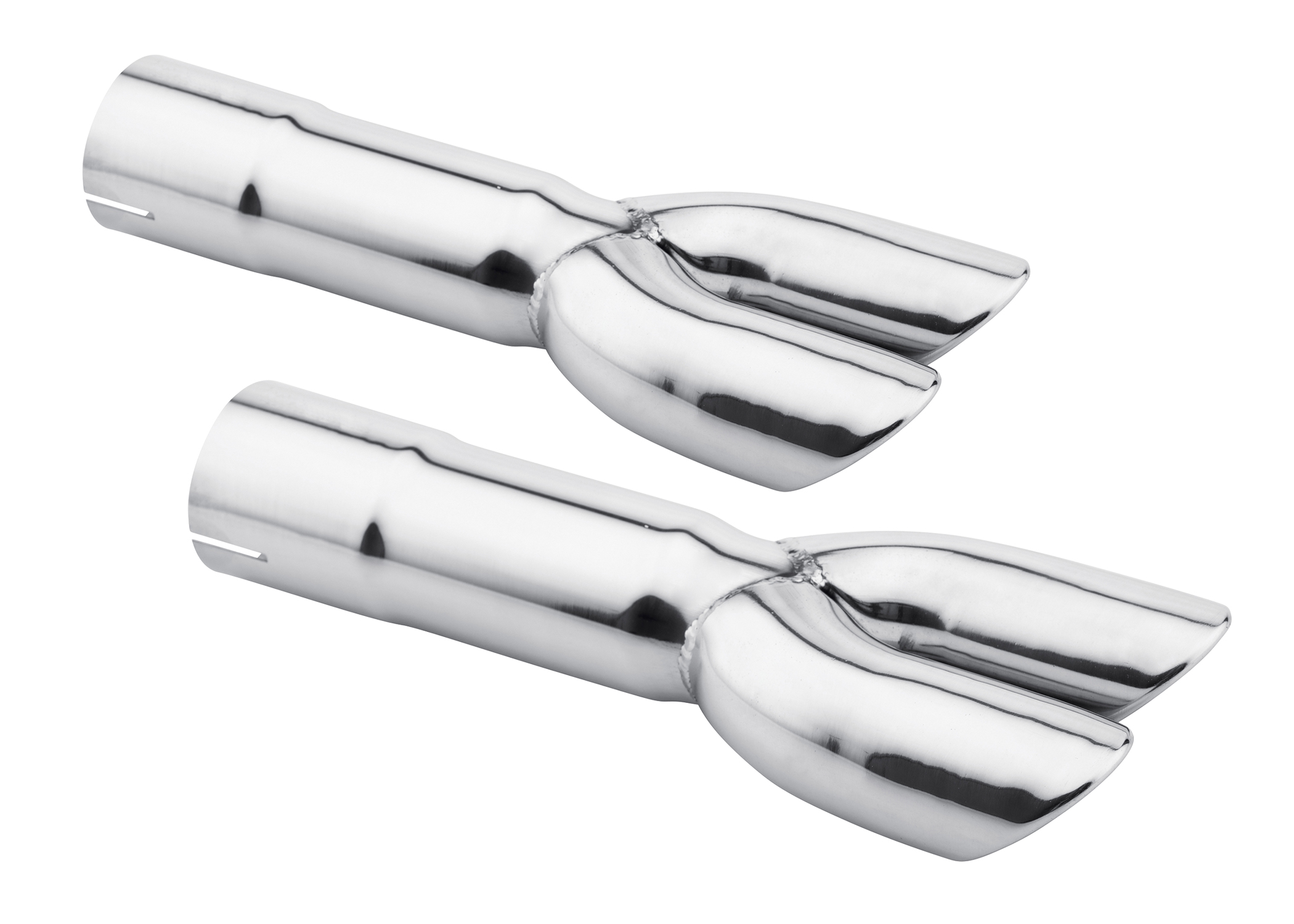 (image for) 67-69 2 1/4" DUAL EXHAUST TIPS WITH ROLLED EDGES - PAIR - Click Image to Close