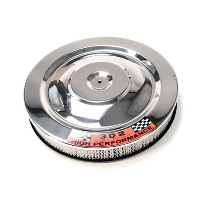 (image for) 64-73 HI-PO REPLICA AIR CLEANER - CHROME WITH 302 DECAL - Click Image to Close