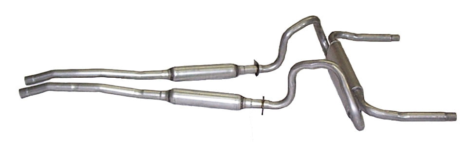 (image for) 67-69 DUAL EXHAUST KIT- 2" W/TRANSVERSE MUFFLER - FACTORY STYLE - Click Image to Close