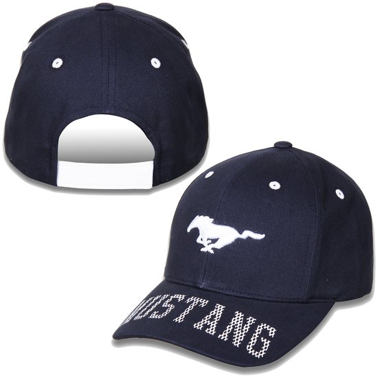 (image for) BLUE / WHITE RUNNING HORSE MUSTANG PRINT HAT - Click Image to Close