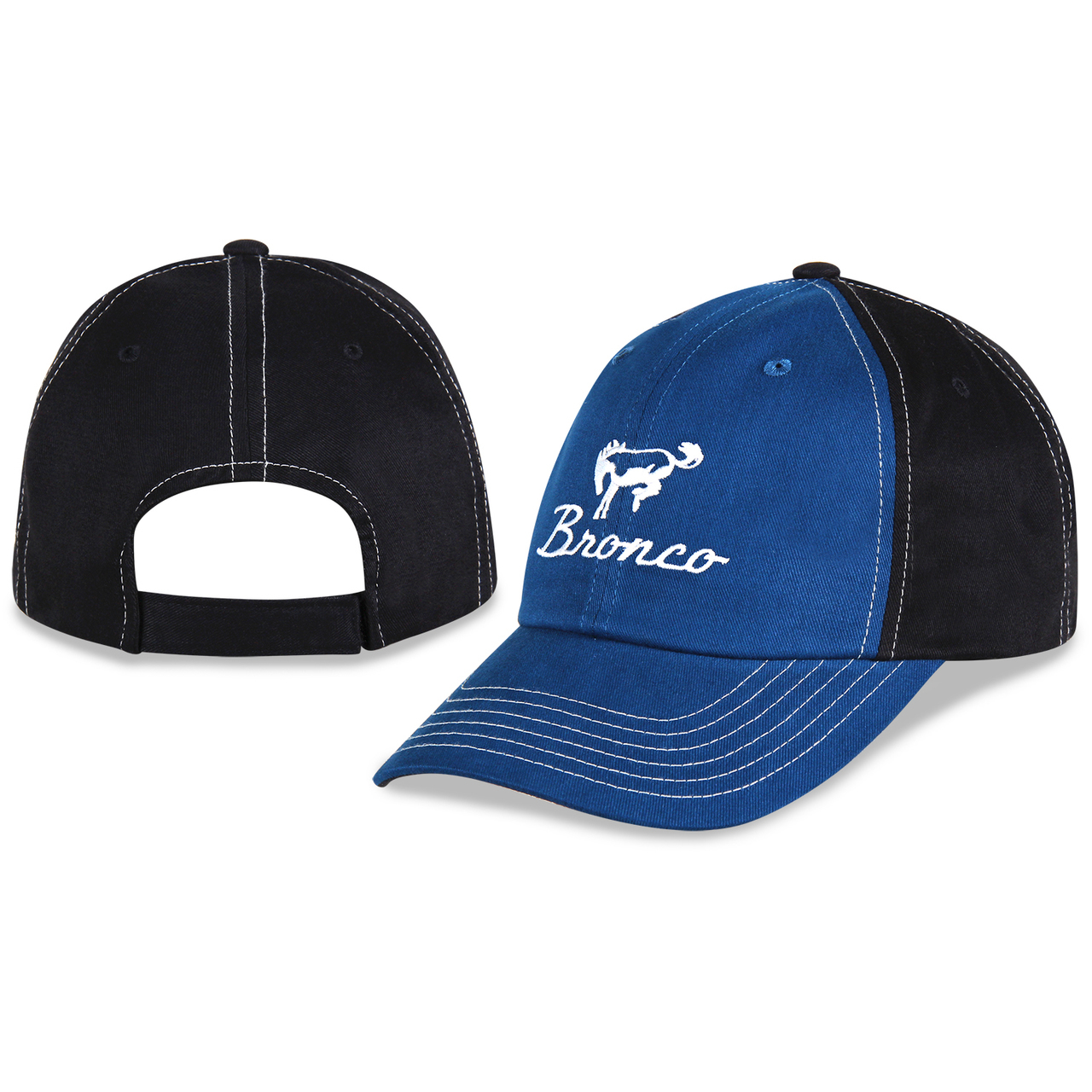 (image for) BRONCO HAT, BLACK WITH BLUE FRONT PANEL - Click Image to Close