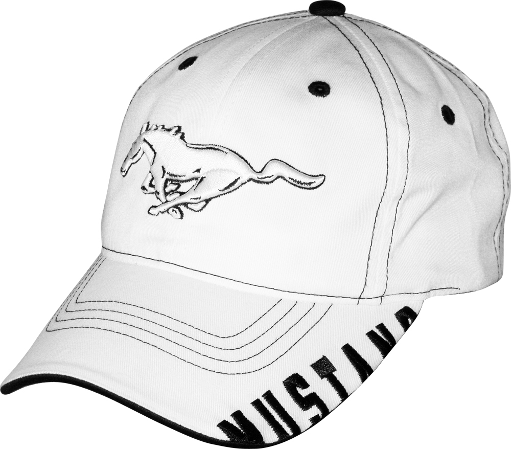 (image for) HAT - WHITE MUSTANG ON BILL EDGE - Click Image to Close