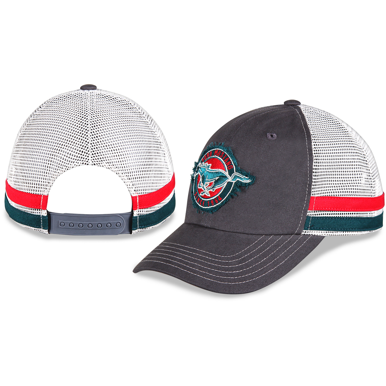 (image for) MUSTANG EMBLEM HAT, WHITE MESH WITH MED GRAY FRONT PANEL AND MUS - Click Image to Close
