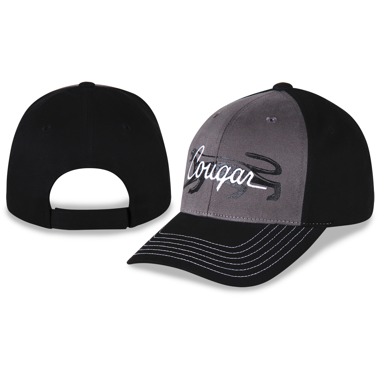(image for) COUGAR HAT, BLACK WITH GRAY FRONT PANEL - Click Image to Close