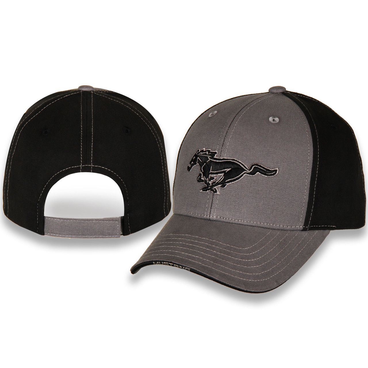 (image for) MUSTANG HAT, BLACK WITH GRAY FRONT PANEL