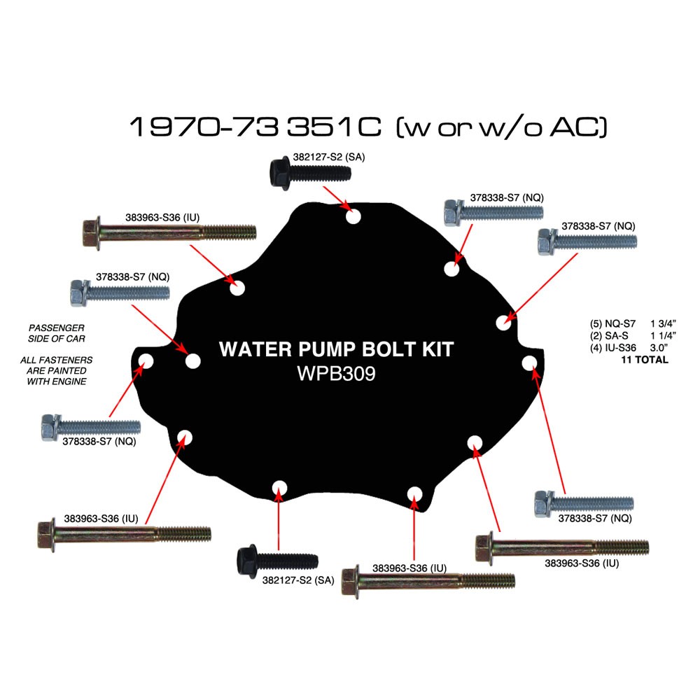 (image for) 70-73 351C WATER PUMP BOLT KIT - Click Image to Close