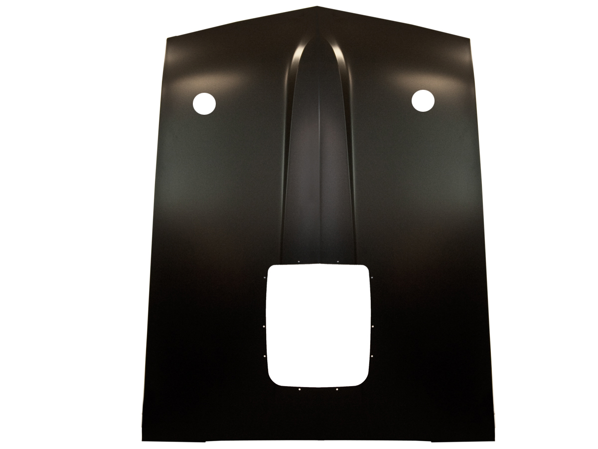 (image for) 70 MUSTANG HOOD WITH TWIST LOCKS AND SHAKER HOLES CUT - Click Image to Close
