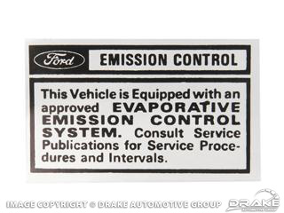 (image for) 70 EMISSION CONTROL INFOMATION DECAL - Click Image to Close