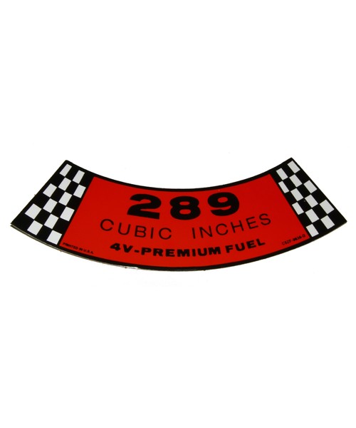 (image for) 65-67 289 4V PREMIUM FUEL AIR CLEANER DECAL - Click Image to Close