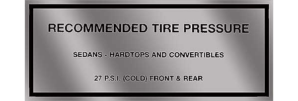 (image for) 63-65 FALCON RECOMMENDED TIRE PRESSURE DECAL