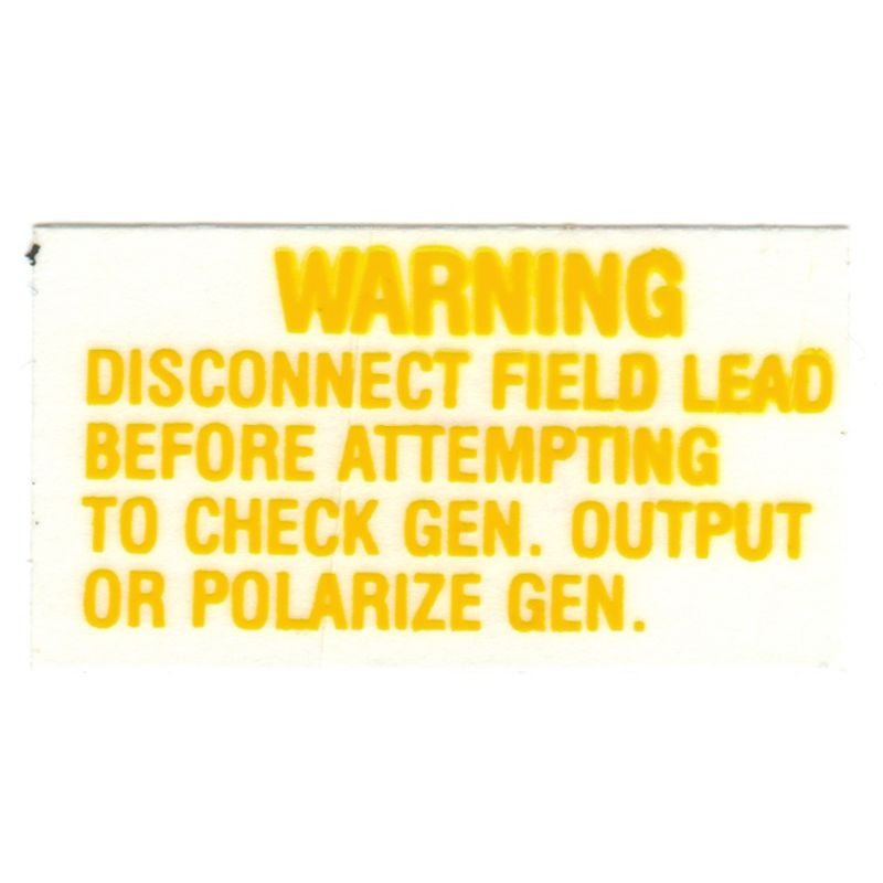 (image for) 64-1/2 -66 VOLTAGE REGULATOR WARNING DECAL - Click Image to Close