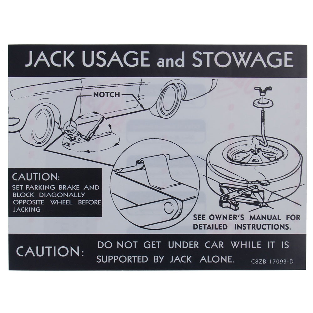 (image for) 68 JACK INSTRUCTION DECAL W STYLE STEEL WHEEL - Click Image to Close