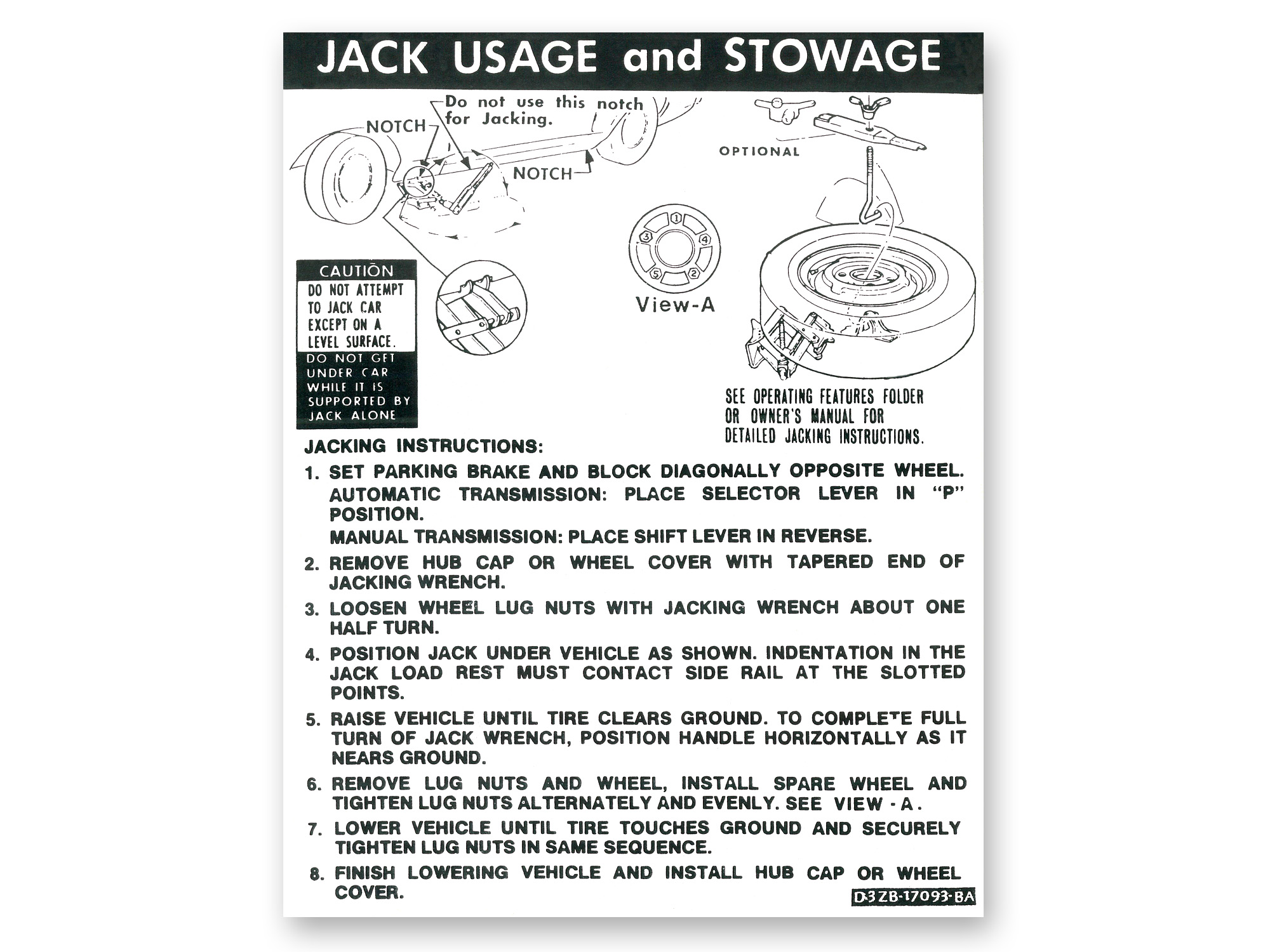 (image for) 73 CONVERTIBLE - JACKING AND JACK STORAGE DECAL - Click Image to Close