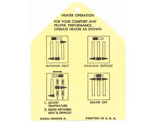 (image for) 64-65 HEATER INSTRUCTIONS TAG - Click Image to Close