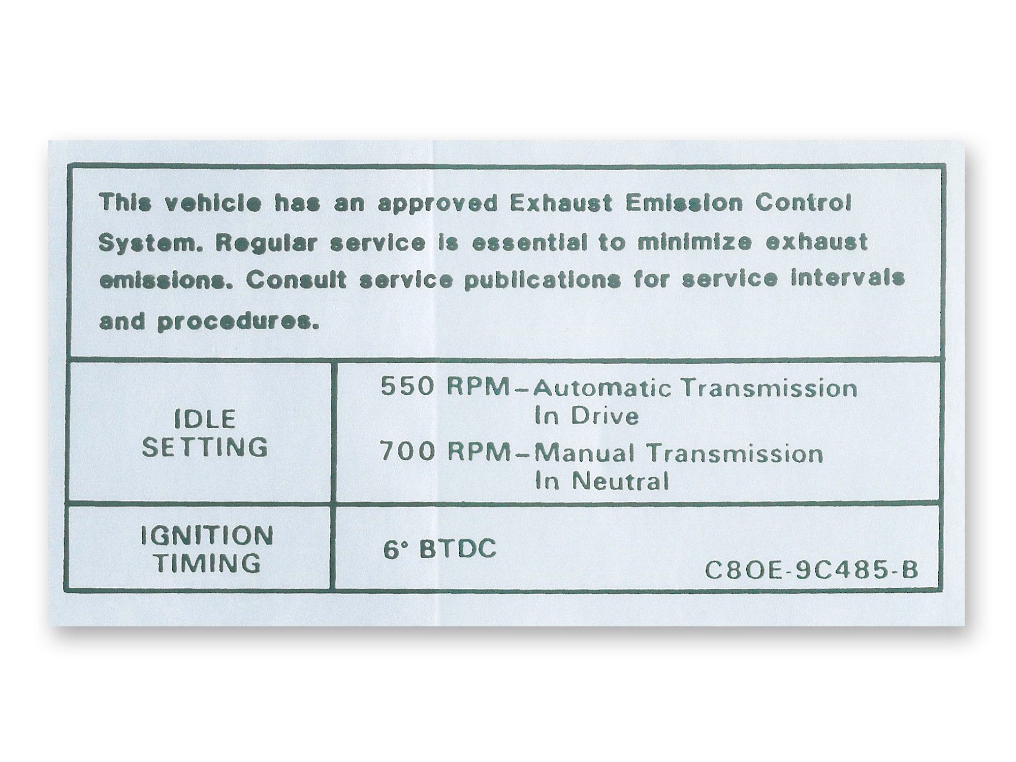 (image for) 68-69 302, 3514V AUTO/MANUAL EMMISSIONS DECAL