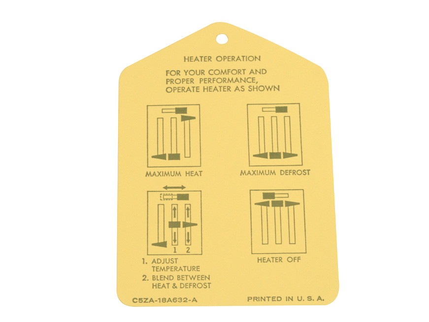 (image for) 65-66 HEATER INSTRUCTIONS TAG - Click Image to Close