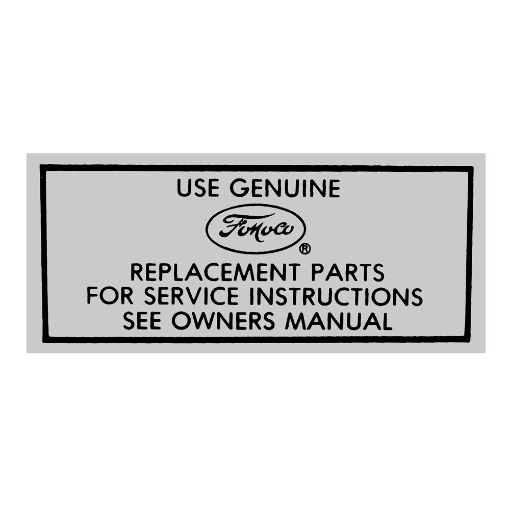 (image for) 64-1/2 V8 AIR CLEANER SERVICE INSTRUCTIONS DECAL