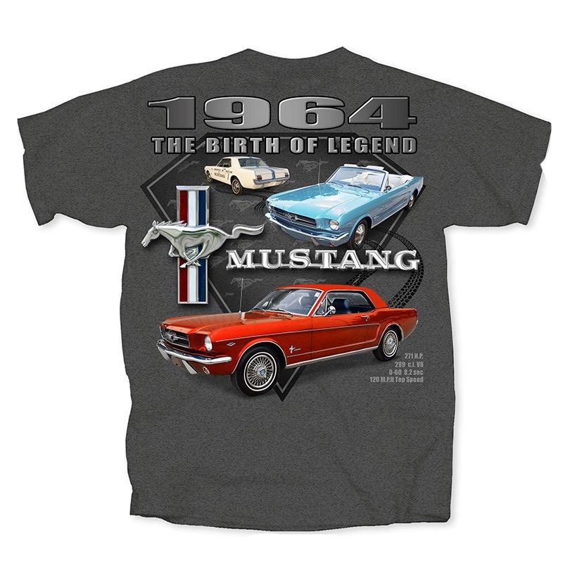 (image for) T-SHIRT - MUSTANG BIRTH THE LEGEND, GRAY, MEDIUM - Click Image to Close