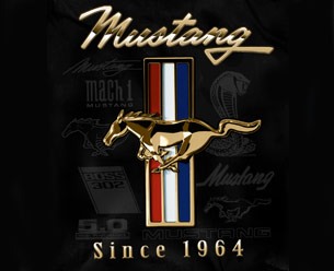 (image for) FORD GOLDEN TRIBAR MUSTANG SINCE 1964 BLACK T-SHIRT - LARGE - Click Image to Close