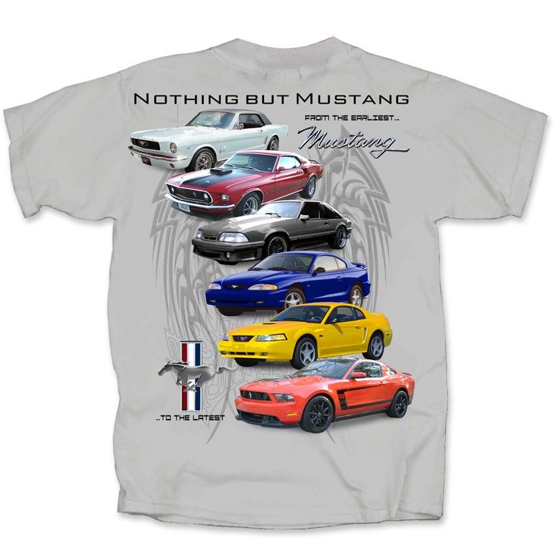 (image for) T-SHIRT "FORD NOTHING BUT MUSTANGS", ICE GRAY, MEDIUM - Click Image to Close