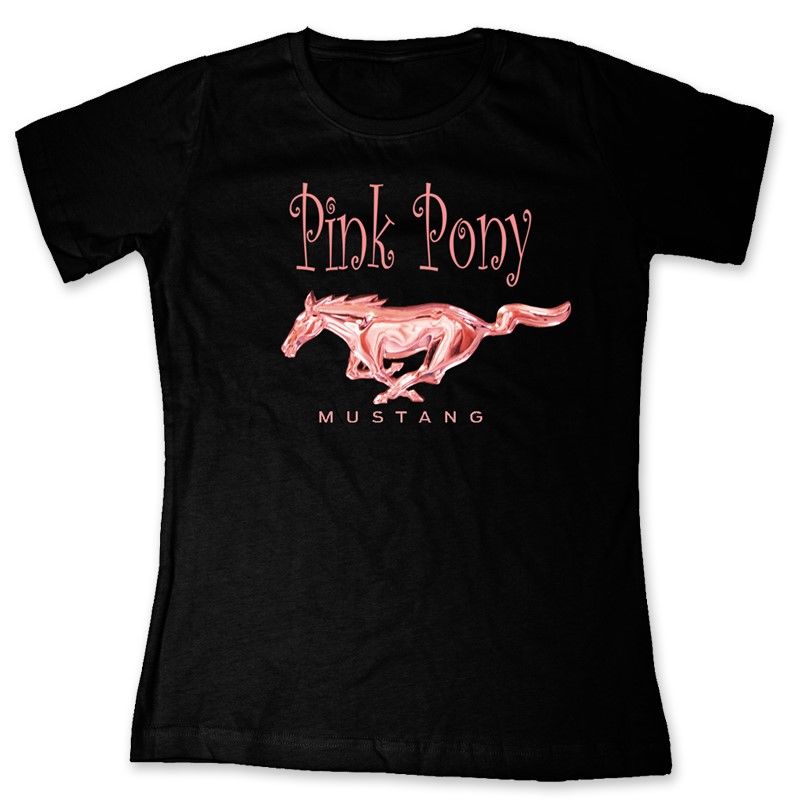 (image for) LADIES T-SHIRT - PINK PONY MUSTANG - BLACK - SMALL - Click Image to Close
