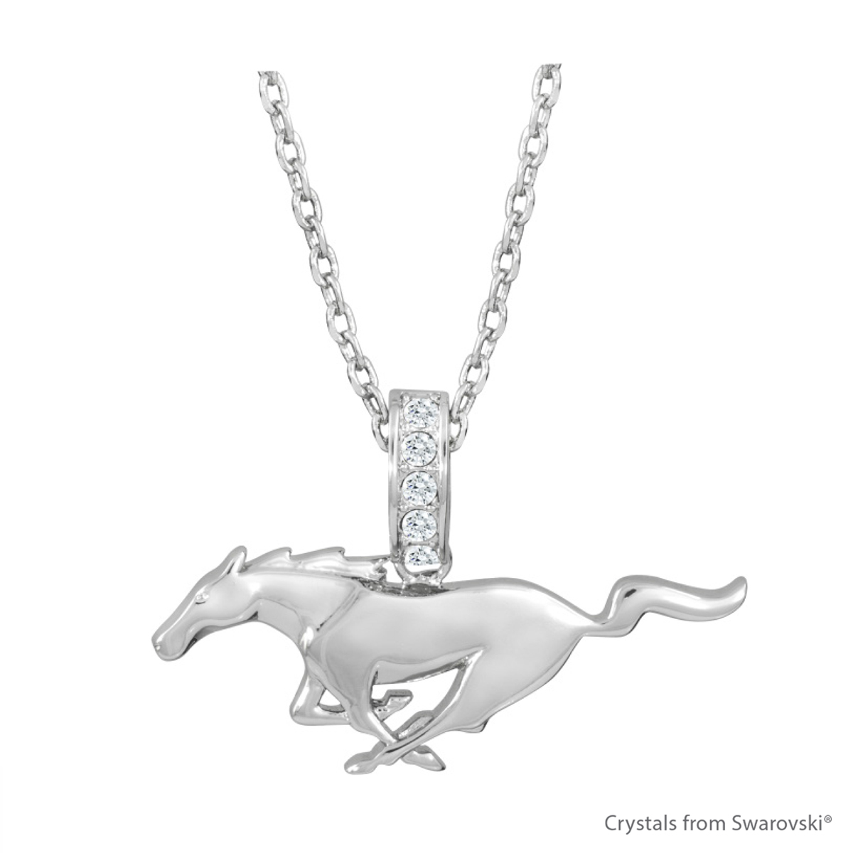 (image for) RHODIUM PLATED SOLID BRASS PONY NECKLACE EMBELLISHED W/SWAROVSKI - Click Image to Close