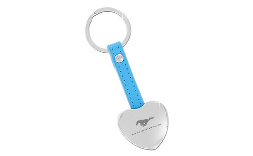 (image for) MUSTANG BLOCK - BLUE LEATHER KEY CHAIN - WITH HIDDEN PHOTO FRAME - Click Image to Close