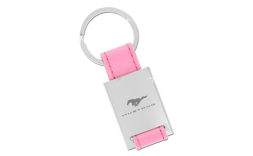(image for) MUSTANG BLOCK - PINK LEATHER RECTANGULAR KEY CHAIN - WITH SATIN - Click Image to Close