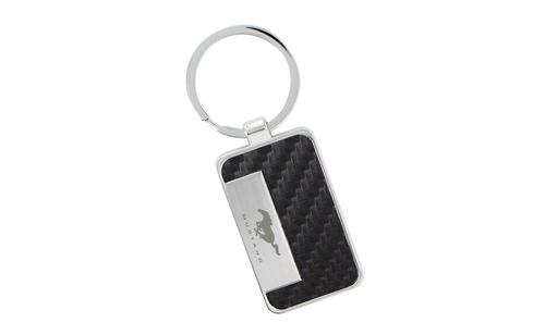 (image for) MUSTANG BLOCK - BLACK CARBON FIBER RECTANGLE KEY CHAIN - Click Image to Close