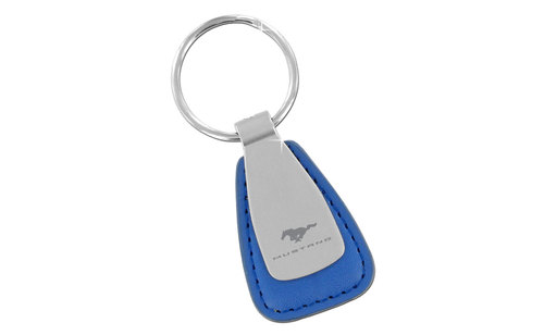 (image for) MUSTANG BLOCK - BLUE LEATHER TEAR DROP KEY CHAIN - SATIN EMBLEM - Click Image to Close
