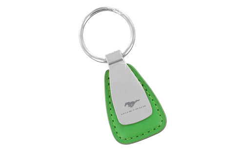 (image for) MUSTANG BLOCK - GREEN LEATHER TEAR DROPKEY CHAIN - SATIN FRONT